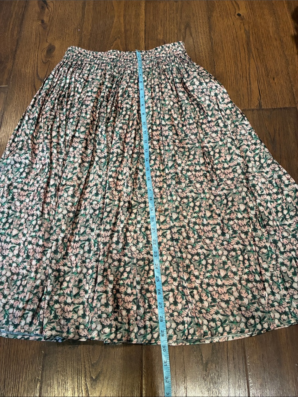 FRNCH Pink & Green Printed Pleated Midi Skirt - Picture 7 of 8